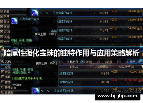 暗属性强化宝珠的独特作用与应用策略解析